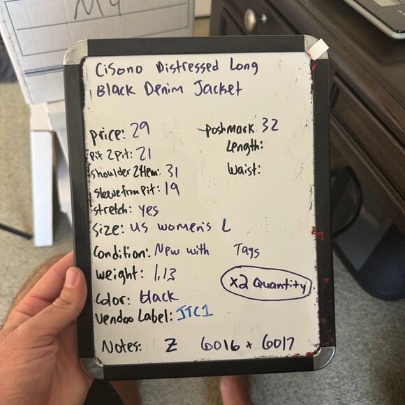Ci Sono Distressed Long Black Denim Jacket US Women's L New - Picture 8 of 8